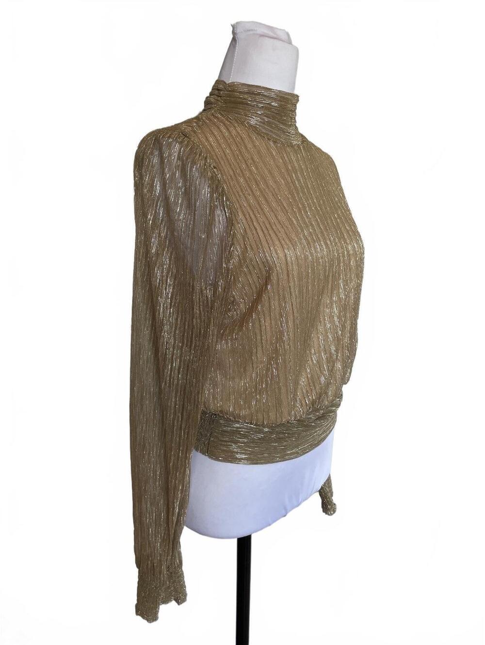 Joie Gold Metallic Blouse L 70s Disco Glam Celestial Goddess Ethereal Angel NWT